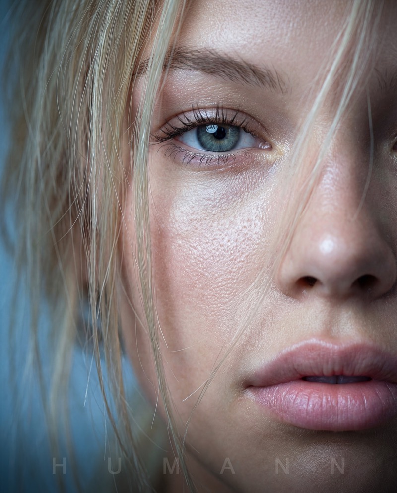 Nano Banana 2 AI generated hyper-realistic blonde woman close-up portrait